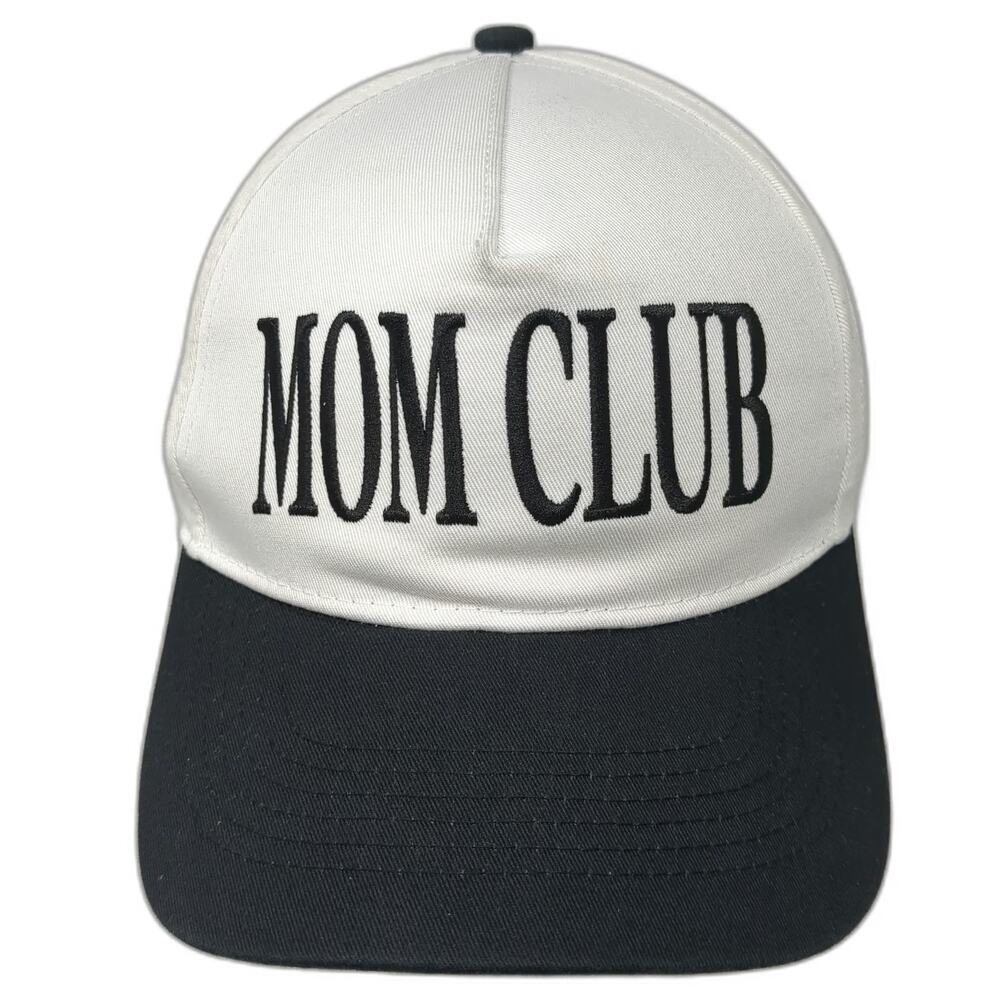 Slyfox Threads 5 Panel White One Size Mom Club Hat Snapback Contrast Brim